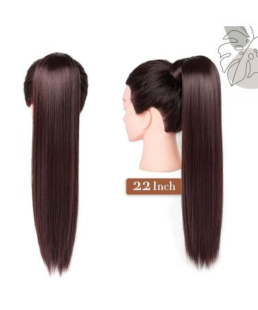 22-Inch Dark Brown Long Straight Ponytail Extension | Magic Paste Wrap Around | 110g Hair Extension - Perfect for Instant Glam - Buy Online on GoSupps.com