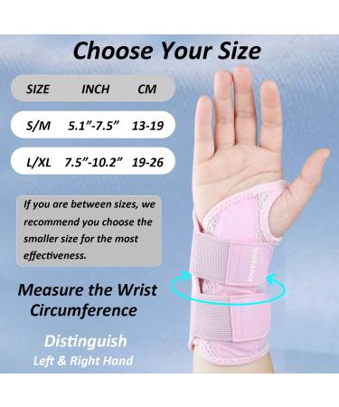 Compression Wrist Brace for Men & Women - Adjustable Night Support for Wrist Pain Carpal Tunnel Arthritis & Tendonitis - Small/Medium Pink Right Hand - Buy Online on GoSupps.com