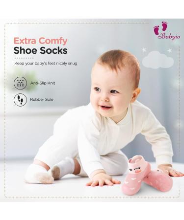 Babyio Anti-Slip Baby Sock Shoes - Soft Cotton Toddler Shoes for Boys & Girls - Pink, 18-24 Months - Buy Online on GoSupps.com