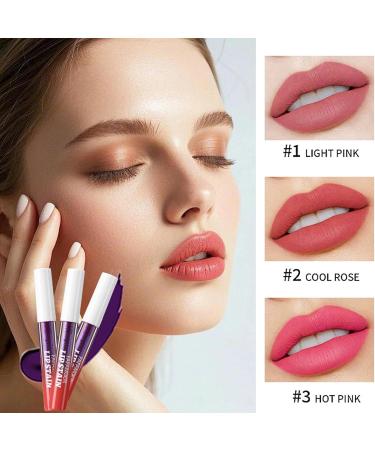 KTouler 3Pcs Lip Stain Peel Off Set Lip Liner Stain Long Lasting Waterproof Lip Tint Stain Wipe Off Transfer Proof Nude PinkRosePink Matte Finish Peel Off Makeup for Women - Buy Online on GoSupps.com