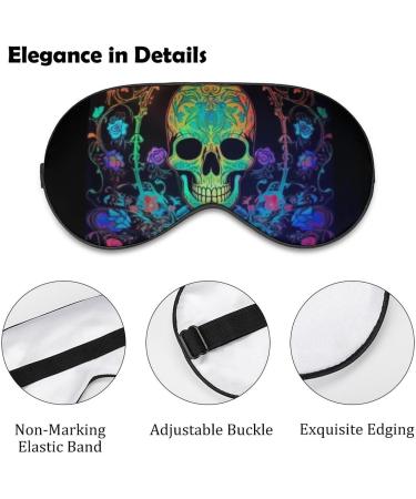 Blacklight Skull Skeleton Sleep Eye Mask & Blindfold | Elastic Strap for Women Men | Sleep Travel Nap - Buy Online on GoSupps.com