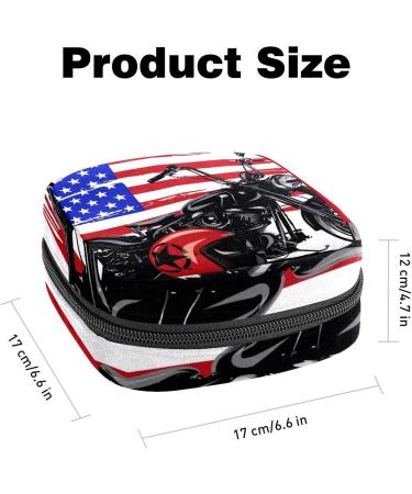 Vintage American Chopper Motorcycle Bag - USA Flag Menstrual Pad & Cup Storage with Zipper - Buy Online on GoSupps.com