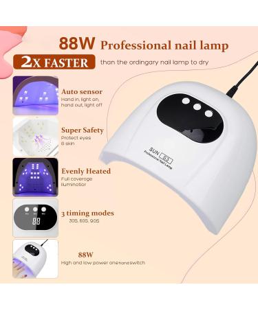 88W UV Nail Lamp for Fast Gel Nail Polish Nail Dryer Curing Lamp with 30/60/90S Timers Smart Auto Sensor LED Digital Display for Home and Salon Pure White - Buy Online on GoSupps.com