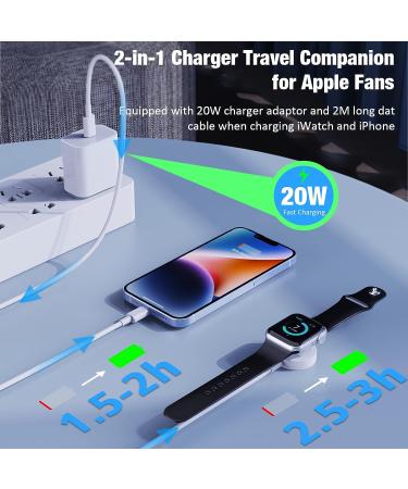 20W PD Magnetic USB C Watch Charger for iPhone & Apple Watch | 2 in 1 Portable Cord - White | Compatible with iWatch Series 8 7 6 SE 5 4 - Buy Online on GoSupps.com