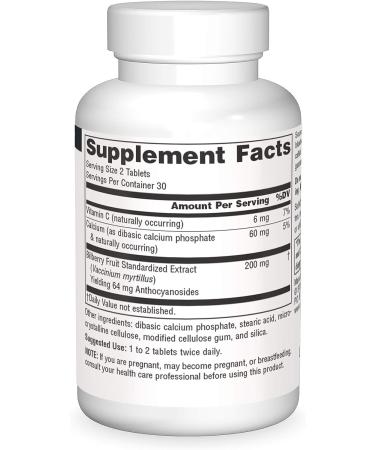 Source Naturals Bilberry Extract 100mg - 60 Tablets | Antioxidant Support - Buy Online on GoSupps.com