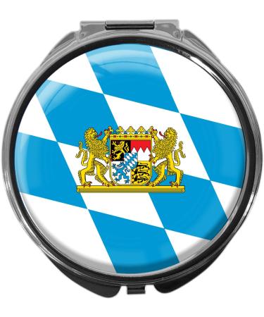 metALUm pill box with mirror round metal 3 compartments FLAG BAVARIA #0037
