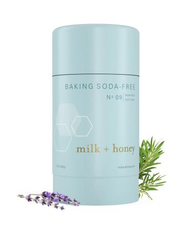 milk + honey Baking Soda Free Deodorant No. 09 Aluminum Free Deodorant for Women and Men Natural Deodorant with Lavender and Tea Tree Scent 2.6 Oz Baking Soda Free / Lavender Tea Tree