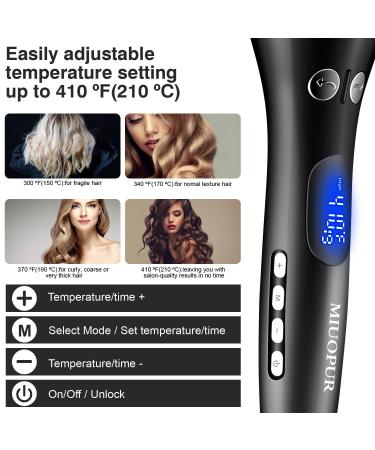 MIUOPUR Automatic Hair Curling Iron - Smart Auto Rotating Curling Wand with Ceramic Ionic Barrel & Temperature Display - Professional Styling Tool in Black - Buy Online on GoSupps.com