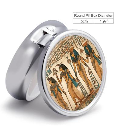 Ancient Egypt Print Pill Box 3 Compartment Travel Pill Organizer for Women | Portable Medicine Case for Purse & Pocket - Buy Online on GoSupps.com