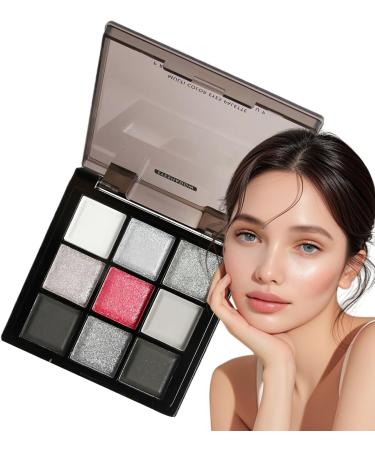 Silver Grey Eyeshadow Palette - Dark Shimmer Hue Rich Pigment Powder Silky Blend Formula Sparkling Metallic Glow | 9 Colors Eye Makeup Long Lasting - Buy Online on GoSupps.com