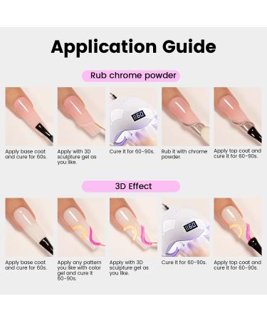 RARJSM No Wipe Clear 3D Sculpting Gel Painting Gel Polish Nail Art Designs Chrome Nail Powder Nail Charms Rhinestone Decoration Adhesive Glue Drawing Painted Sculpture Hard Gel UV LED Curing Requires - Buy Online on GoSupps.com