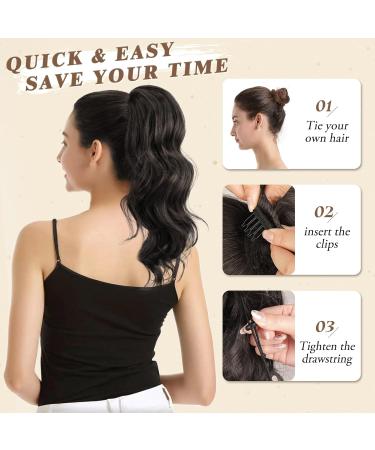 BARSDAR 40 cm Dark Brown Wavy Curly Ponytail Hair Extension for Women & Girls - Synthetic Hair Part - Buy Online on GoSupps.com