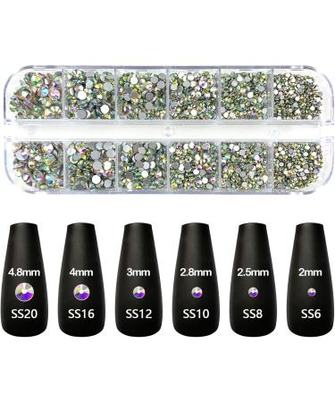 Nail Art Rhinestones Set - 2640 Pcs Flat Back Crystals for Face Gems, Craft Decorations | Includes Picker Pencil & Tweezers (120 Multi-Shaped & 2520 Clear AB Round Rhinestones) - Buy Online on GoSupps.com