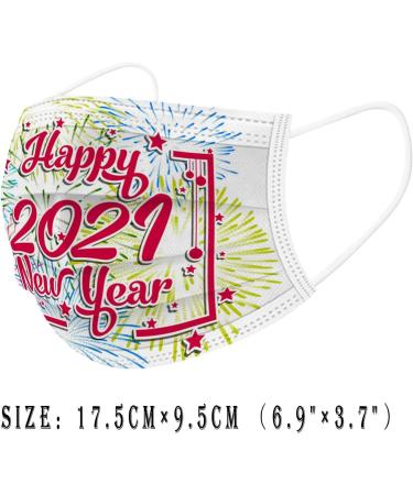 ZQP BEUU 50PCS Disposable Face Bandanas Novelty Happy New Year Balaclava 3Ply Nonwoven Covering Elastic Ear Loop for Women Men - Buy Online on GoSupps.com