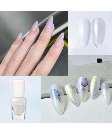 Pearl White Glitter Nail Polish Shimmering Shell Spiral Silver Shimmer Quick Dry Nail Varnish Shining Sparkling Long Lasting No Need Cure DIY Nail Art Manicure Birthday Gift for Women & Girls - Buy Online on GoSupps.com