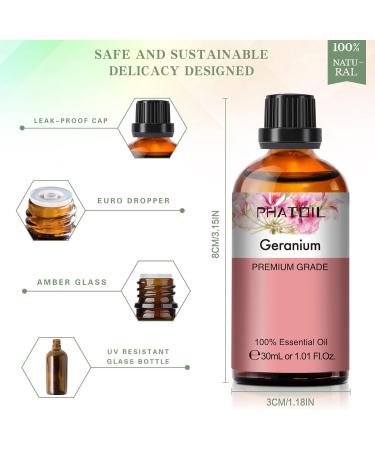 PHATOIL Geranium Essential Oil 30ML - Premium Grade Pure Oil for Diffusers, Aromatherapy, and Candle Making - Buy Online on GoSupps.com