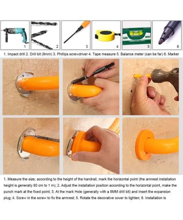 Bathroom Grab Bars Toilet Grab Bar Nylon Plastic Handrail With Stainless Steel Tube Disabled Non-Slip Bathroom Barrier-Free Auxiliary Frame - Buy Online on GoSupps.com