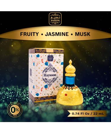 NASEEM Maysoon Concentrated Perfume Oil - Arabian Perfume for Women Alcohol Free & Long Lasting Clean Fresh & Amber Perfume 0.74 Fl Oz - Buy Online on GoSupps.com