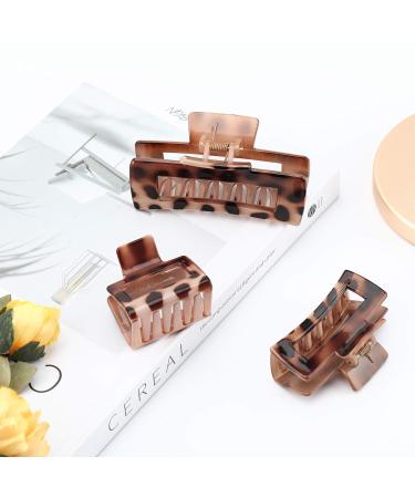 Shinowa 3-Pieces Leopard Pattern Hair Clips - Strong Hold & Slipproof Jaw Clamp Accessories for Long Thick Hair - Buy Online on GoSupps.com