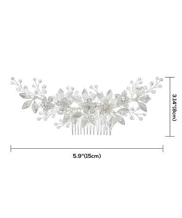 SWEETV Rhinestone Bride Wedding Hair Comb with Pearl Bridal Hair Piece - Handmade Crystal Hair Clip for Women and Girls in Silver - Buy Online on GoSupps.com