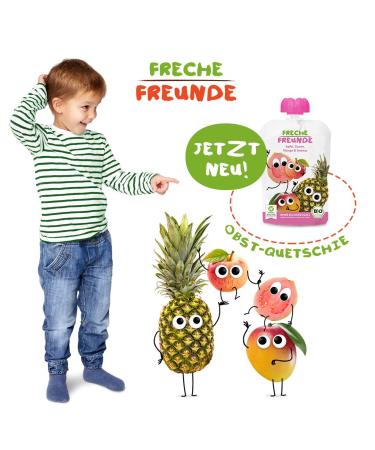 Cheeky Friends Bio Quetschie Fruit Puree for Babies - Apple Guava Mango & Pineapple - Gluten-Free & Vegan - 6 Pack (6x100g) International Shipping Available - Buy Online on GoSupps.com