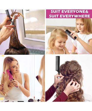 3-in-1 V-Spring Grip Straightening Comb Set - Carbon Fiber Teasing Comb for Unkempt Hair (Pink) - Buy Online on GoSupps.com