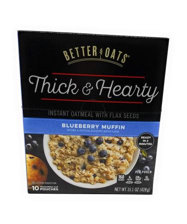 Better Oats mmmMuffins Old Fashion Instant Oatmeal, Blueberry Flavor, 10 Pouches per 15.1-oz. Box (2 Pack) 1.51 Ounce (Pack of 20)