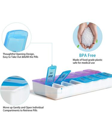 Blue Floral Quilted Cotton Travel Pill Organizer with Easy Zipper Push Button - Pill Box & Medicine Organizer - Buy Online on GoSupps.com