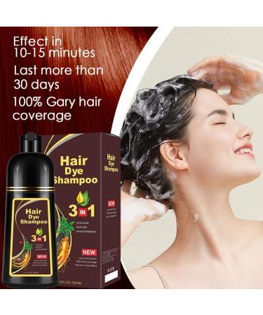 Red Wine Hair Dye Shampoo 3-in-1 for Women & Men - Herbal Ingredients, 100% Grey Coverage, 500mL - Buy Online on GoSupps.com