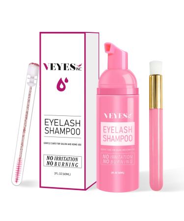 VEYES INC Lash Shampoo for Lash Extensions. Eyelash Wash for Extensions & Natural Lashes. Eyelash Extension Cleanser + Brush Oil & Sulfate Free 60ml. Lash Supplies for Salon & Home Care