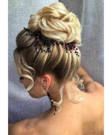 Kercisbeauty Red Wedding Hair Pins - Baroque Black Hair Accessories for Women - Crystal Hair Jewelry Set - Prom & Bridal Hair Piece (Set of 2) - Buy Online on GoSupps.com