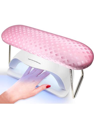 Nail Arm Rest Microfiber Leather Manicure Hand Pillow Stainless Steel Stand with No Slip Silicone Strip wolinspring Professional Nail Rest Cushion Table Desk Station for Nail Tech Use (Pink)