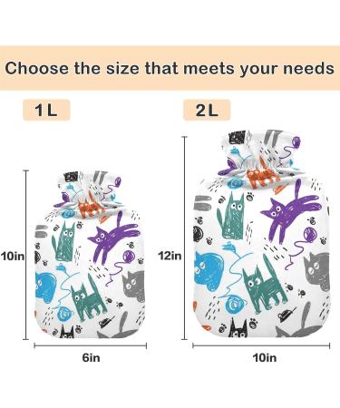 Naanle Funny Sketch Cat Water Bottle | 2L Large Warm & Cold Therapy Bag for Bed | Hand & Foot Warmer | Pain Relief - Buy Online on GoSupps.com