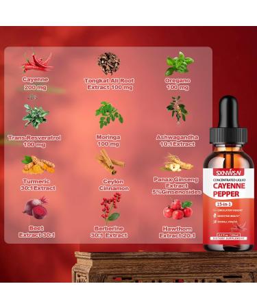 SXNWSN 15-in-1 Cayenne Pepper Liquid Drops - Concentrated Formula with Vitamin D3/K2 & Herbal Extracts | 4.2 fl oz for Circulatory Support & Digestive Support  - Buy Online on GoSupps.com
