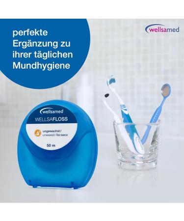 Wellsamed Dental Floss 50m Dispenser - Tasteless Interdental Cleaning | Buy Online for International Shipping - Buy Online on GoSupps.com