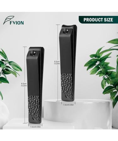 FVION Nail Clip Set - Premium Stainless Steel Curved & Straight Nail Clippers for Fingernails & Toenails - Sharp & Durable (Black) - Buy Online on GoSupps.com