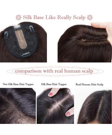 10 Inch 100% Remy Human Hair Clip in Topper Silk Base Toppee Hand-made Hairpiece for Women - Middle Part, 120% Density, #18P613 Ash Blonde&Bleach Blonde - 35g - Buy Online on GoSupps.com