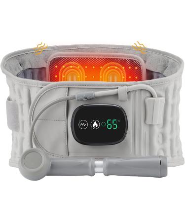 FoRes Inflatable Waist Brace Belt Heating Massage Waist Brace 3 Gears Temperature 3 Gears Vibration Adjustment Touch Screen Button Design With Hand Pump For Promote Blood Circulation