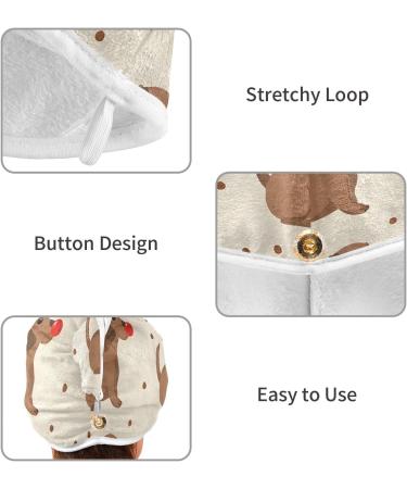 Brown Dachshund Hair Towel 2 Pack | Super Absorbent Quick Dry Hair Turbans for Women & Girls - Buy Online on GoSupps.com