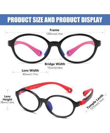 Duco Blue Light Blocking Glasses for Kids | Anti-Glare Gaming Glasses for Boys & Girls (Ages 5-10) - K026 Black Red - Buy Online on GoSupps.com