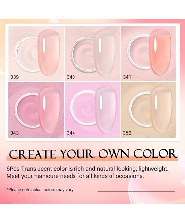 AZUREBEAUTY Dip Powder Set - 6 Pcs Translucent Nude Pink Sheer Color - Natural Clear Dipping Powder - French Nail Art Starter Kit for DIY Manicure - 2-Translucent Series - Buy Online on GoSupps.com