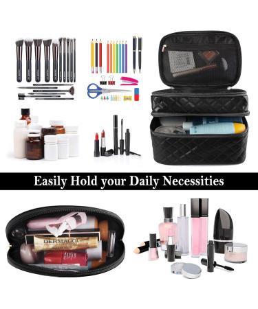 Maange Portable Travel Makeup Bag Set - 2 Pieces Waterproof PU Leather Cosmetic Bag for Women - Stylish & Multifunctional Black Bag - Buy Online on GoSupps.com