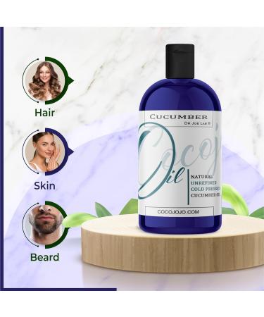 Dr Joe Lab Cucumber Seed Oil - Pure Unrefined Cold Pressed Undiluted Non-GMO Virgin Carrier Oil for Skin Hair Nails Body Face Beard - 16 Ounces - Nourishing Hydrating Moisturizing Bulk - Buy Online on GoSupps.com