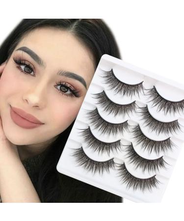 3d false eyelashes naturally look artificial eyelashes 5 pair wispy fake lashes nerwimper natural eyelashes short false eyelashes soft strip eyelashes reusable false eyelashes from glowing win light volume-5 pairs - Buy Online on GoSupps.com