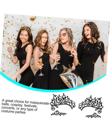 Ipetboom 3 Pairs Lace Eyeliner Stickers Lace Applique Glitter Eyeshadow Eye Sticker Black Fabric Eye Face Decals Makeup Halloween Decals Pride Lace Face Shimmer Paper Make up - Buy Online on GoSupps.com