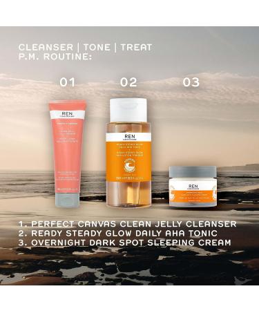 REN Clean Skincare Glow Tonic 16.9 Fl Oz - Daily Facial Brightening Exfoliant with AHAs & BHAs - Cruelty Free & Vegan Pore Reducing Toner - Buy Online on GoSupps.com