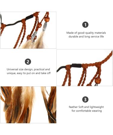 Frcolor Indian Feather Headband | Bohemian Hair Accessories & Festival Headwear | Yellow Feather Headdress - Buy Online on GoSupps.com