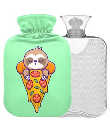 Naanle sloths sleep on pizza hot water bottle with reference transparent hot water bottle 2l large hot hot water bottle for bed handfoot heat pain relief heat and cold therapy