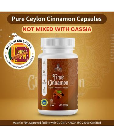 PRESERVE Pure Ceylon Cinnamon Capsules 2 000mg Two Month Supplement | Made in Sri Lanka |Non-GMO Gluten-Free True Cinnamomum from Sri Lanka 100% Pure Cinnamon (NOT Mix with Cassia). - Buy Online on GoSupps.com