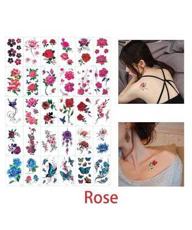 Gireatick 120pcs Temporary Tattoos Butterfly Flower Stickers for Body Art - Colorful Watercolor Rose Peony Peach Blossoms Fake Tattoos for Women - Buy Online on GoSupps.com